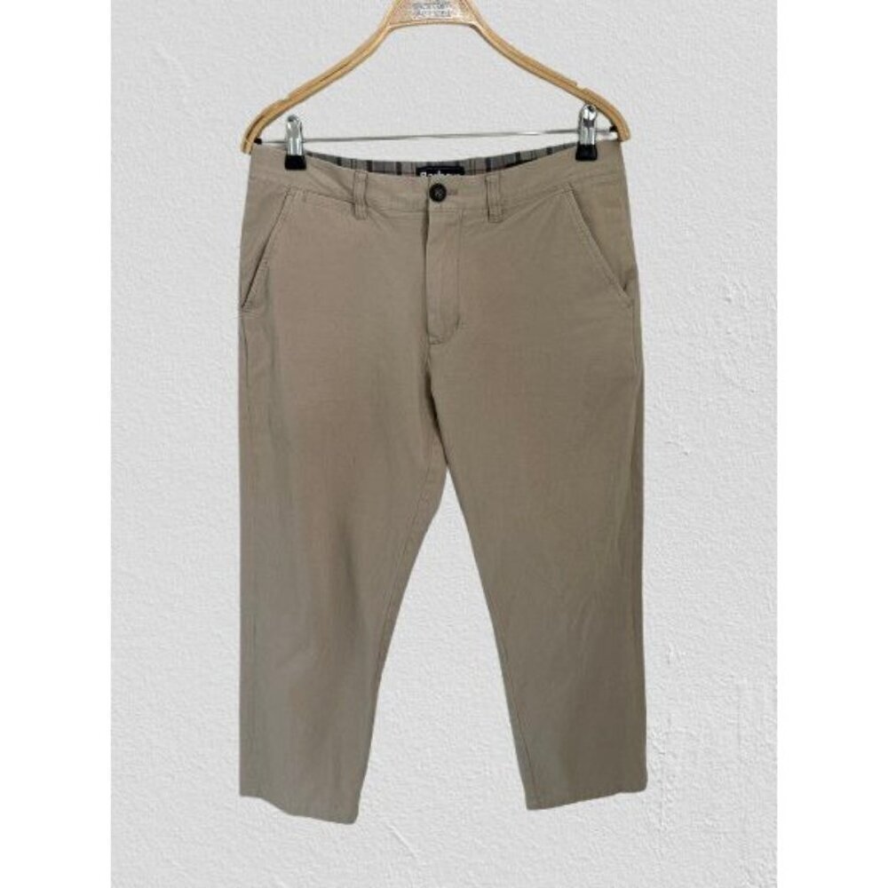 BARBOUR Tailored Casual Pants Cotton Chino Khaki Beige Size 32/24